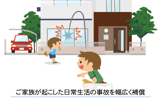 ご家族が起こした日常生活の事故を幅広く補償